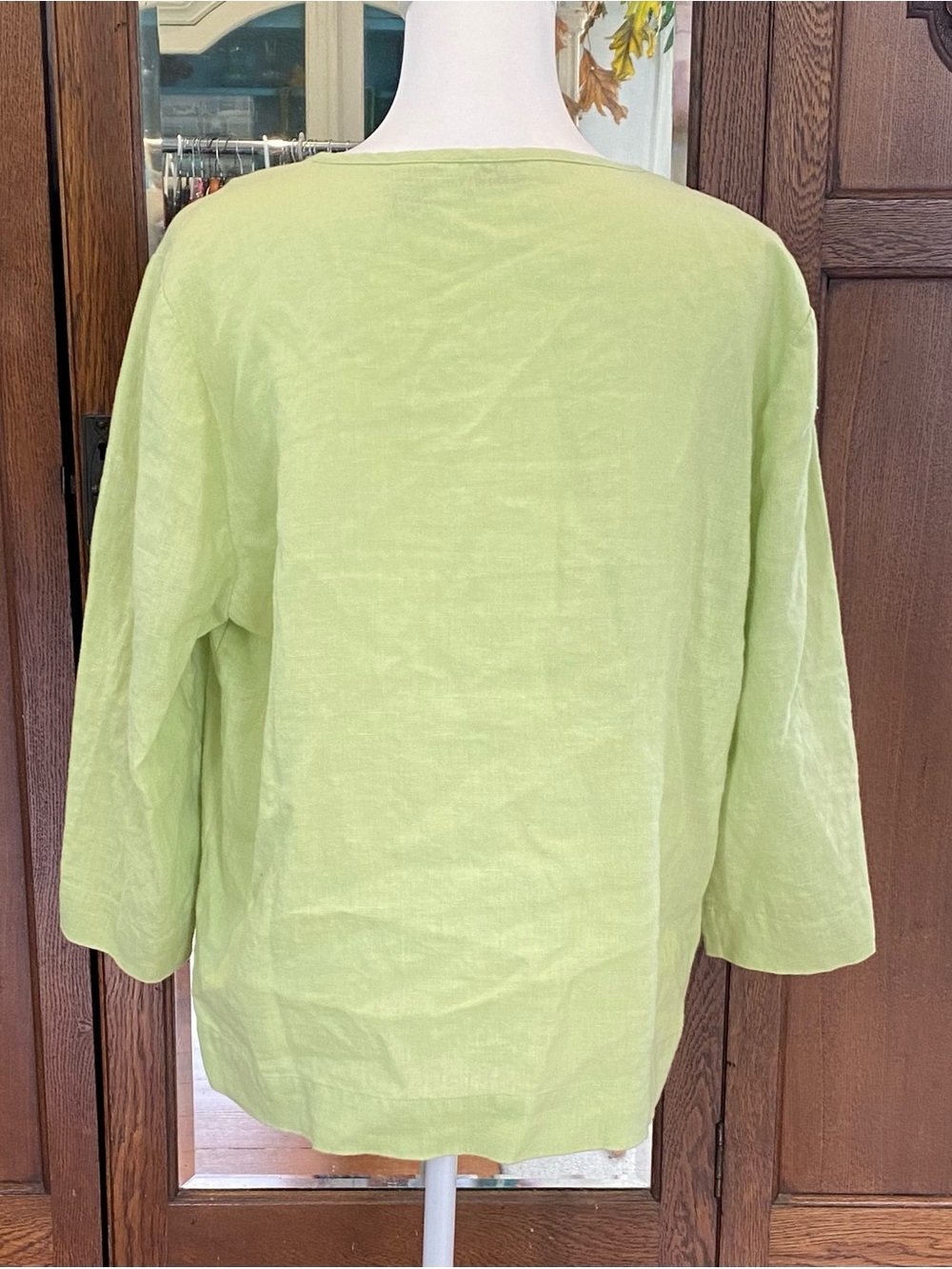 ORVIS 100% Linen Top L 14/16 | Lime Green Coastal Grandma | Resort Chic - Picture 3 of 7